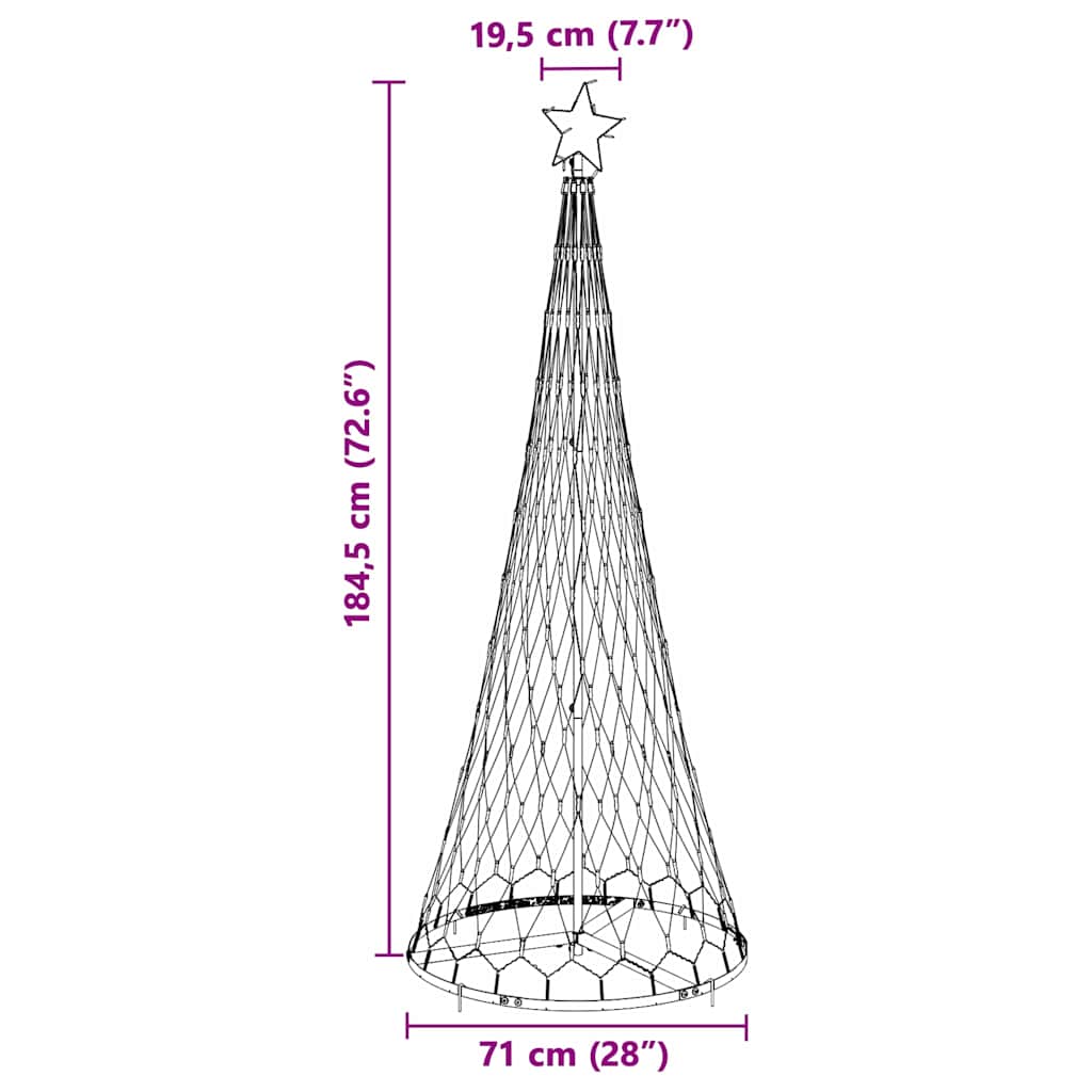 LED juletræ med 230 LED'er Flerfarvet 71 x 71 x 184.5 cm Metal