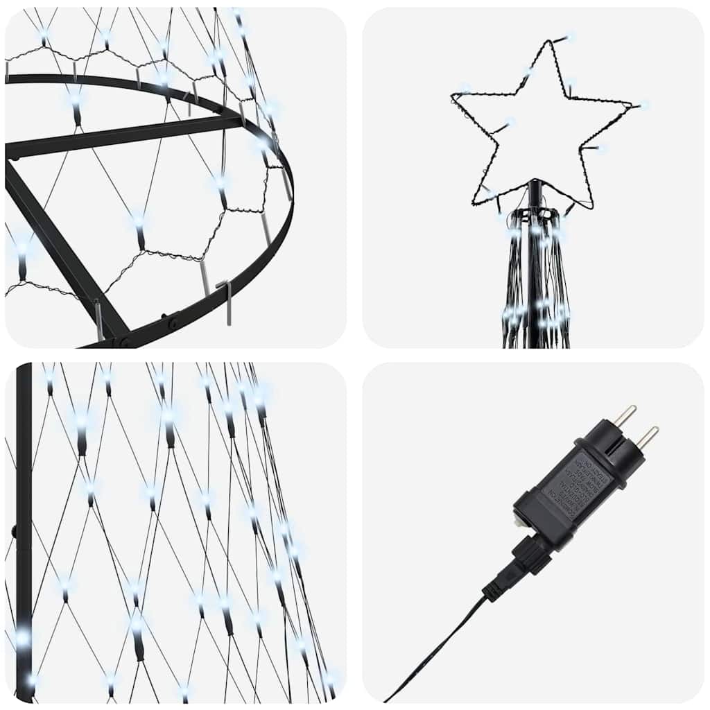 LED juletræ med 290 LED'er Kold hvid 100 x 100 x 250 cm Metal