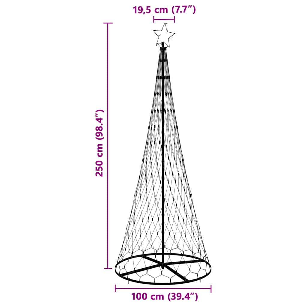 LED juletræ med 290 LED'er Kold hvid 100 x 100 x 250 cm Metal