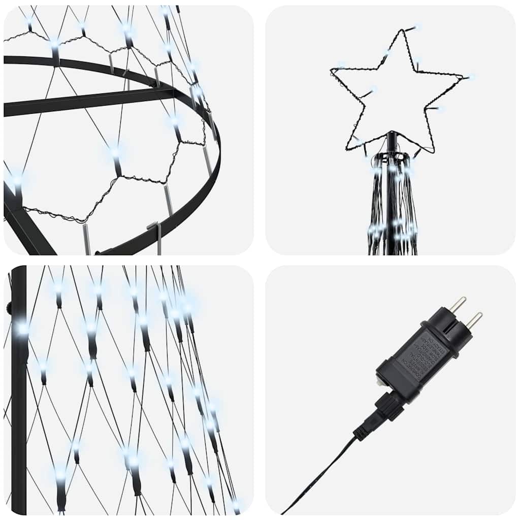 LED juletræ med stativ Kold hvid 100.5 x 100.5 x 302.5 cm Metal