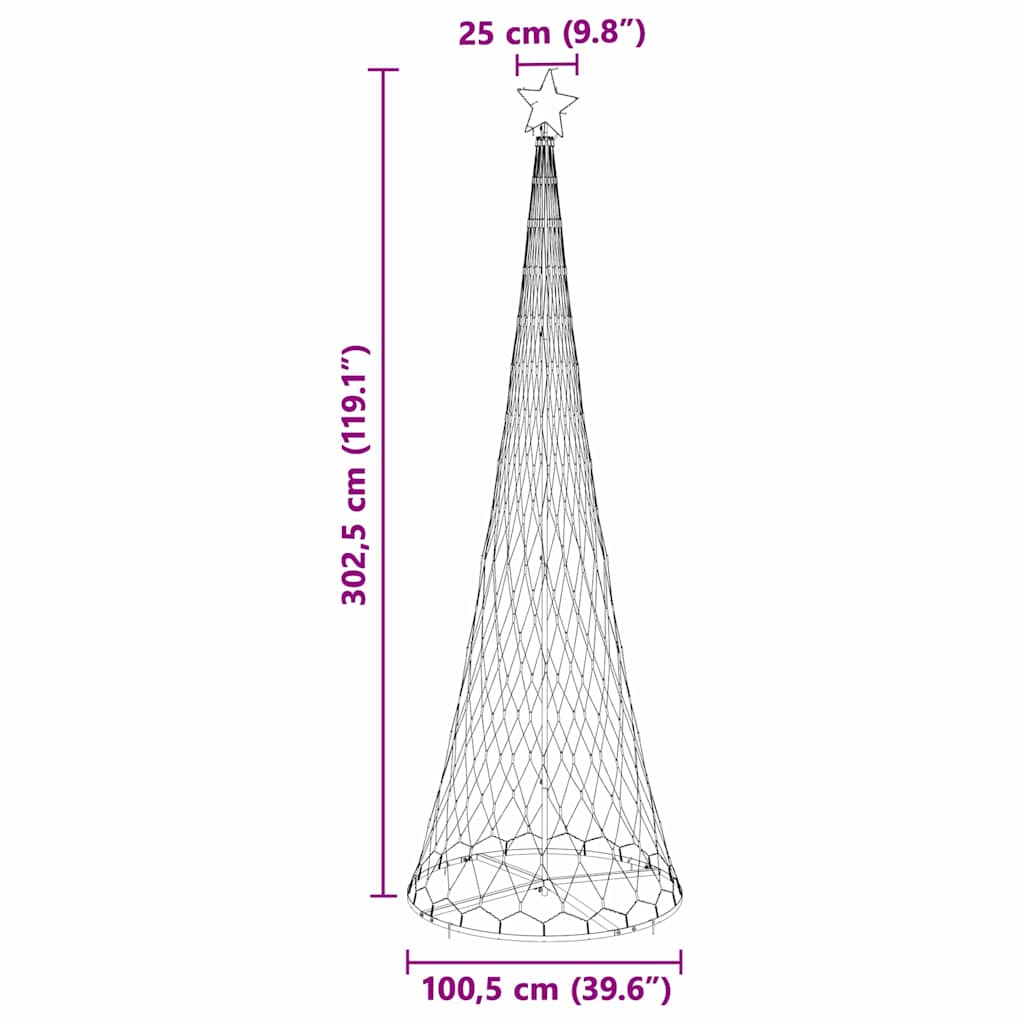 LED juletræ Flerfarvet 100.5 x 100.5 x 302.5 cm Metal