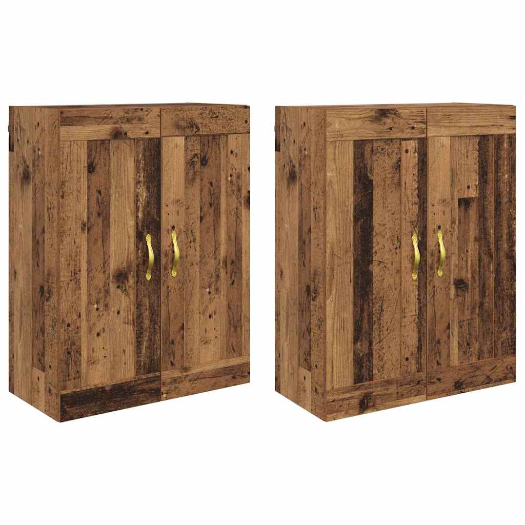 Væghængt skab Vægmonteret 2 pcs Gammelt træ 69,5 x 34 x 90 cm