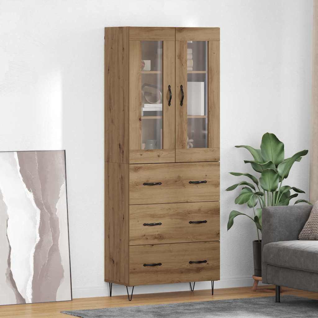 Highboard Artisan Egetræ 69,5 x 34 x 180 cm Konstrueret træ