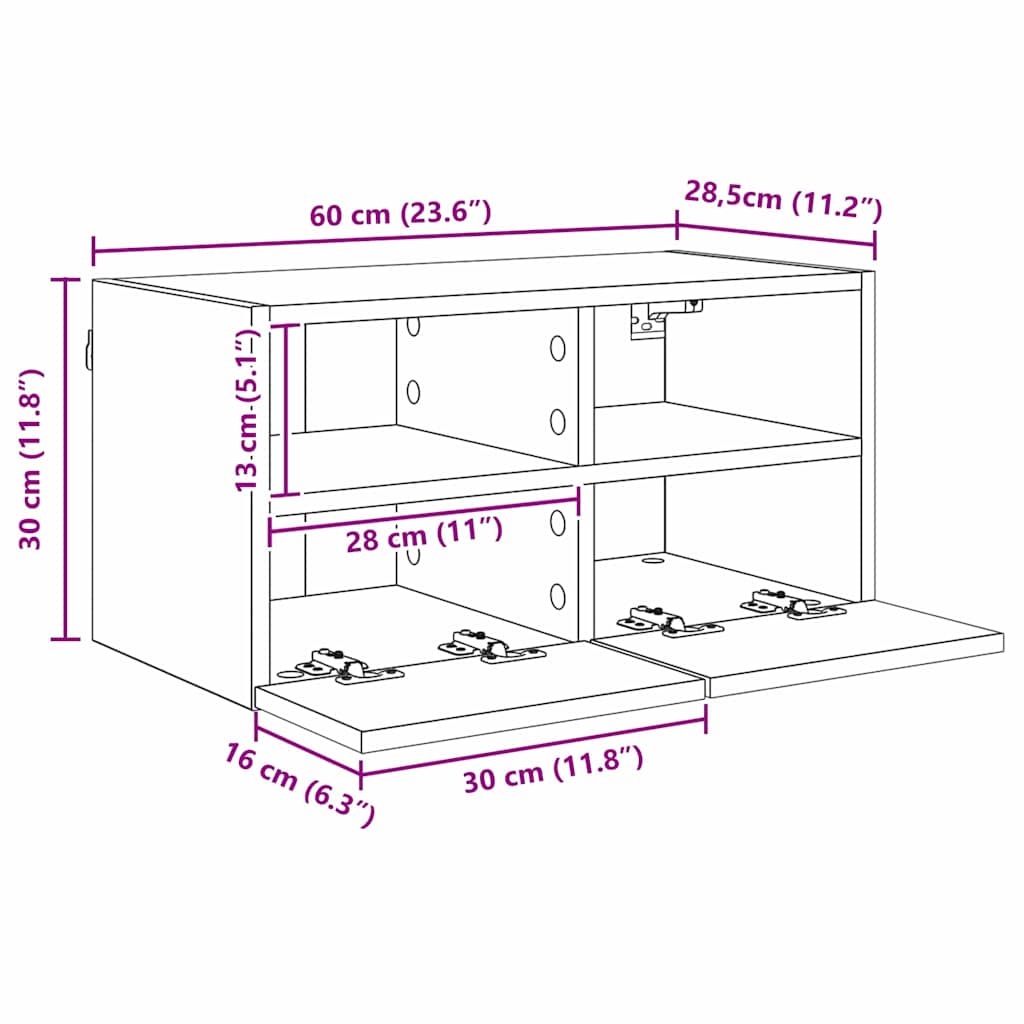 TV Vægmonteringer 4 pcs Artisan Egetræ Konstrueret træ