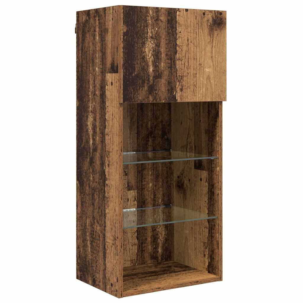 TV vægenheder med LED 5 pcs Gammelt træ 40,5 x 30 x 90 cm