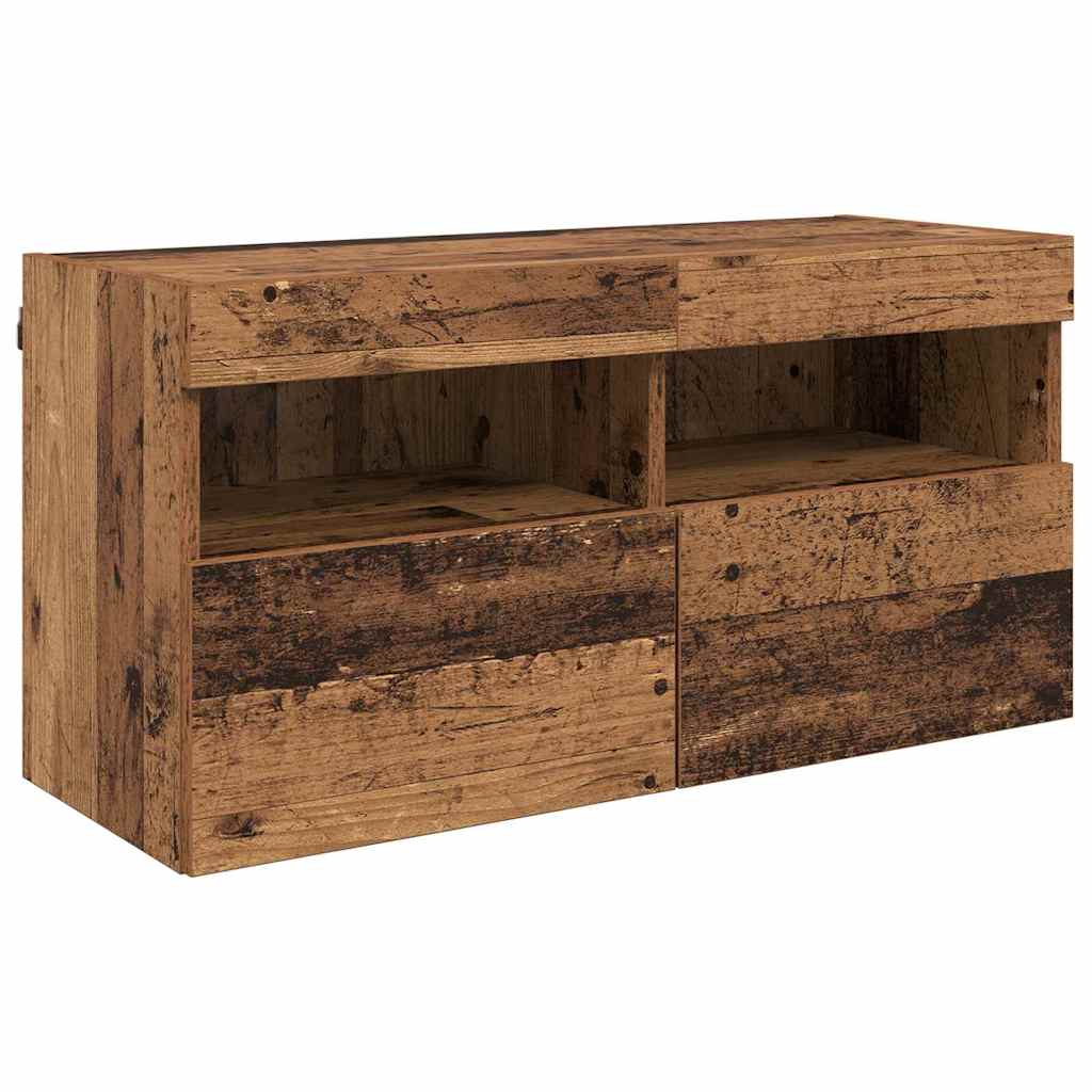 TV vægenheder med LED 5 pcs Gammelt træ 40,5 x 30 x 90 cm