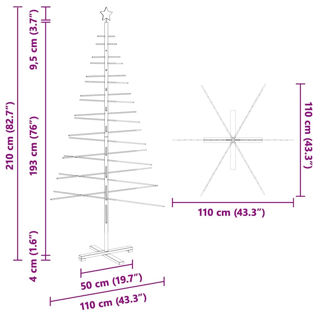 Træ juletræ med stativ Brun 210 cm Bambus
