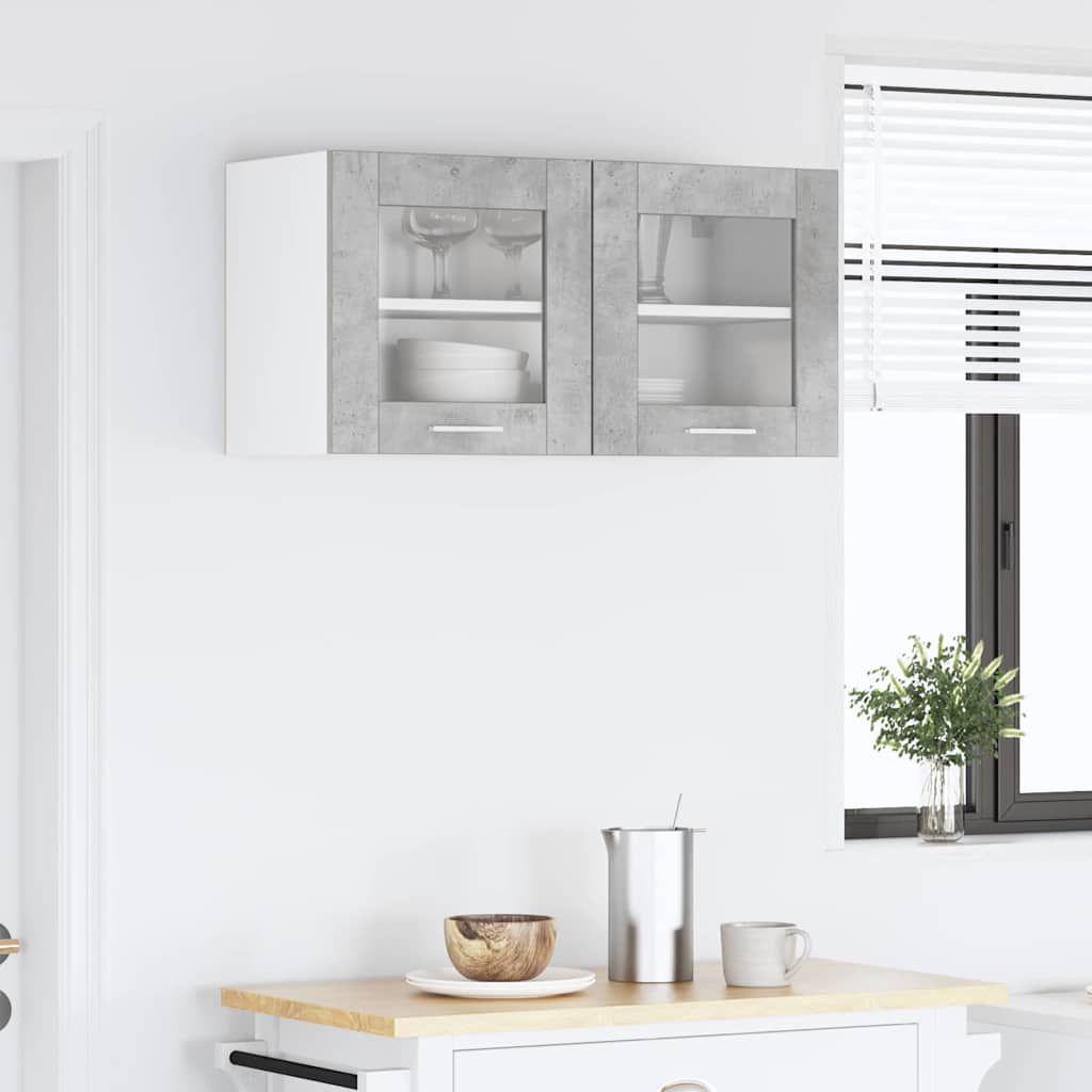 Hængeskab med opbevaring Riga Beton grå og hvid 80 x 31 x 40 cm