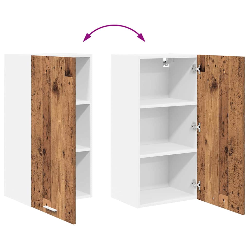 Hængeskab med dør Riga Gammelt træ og Hvid 40 x 31 x 80 cm