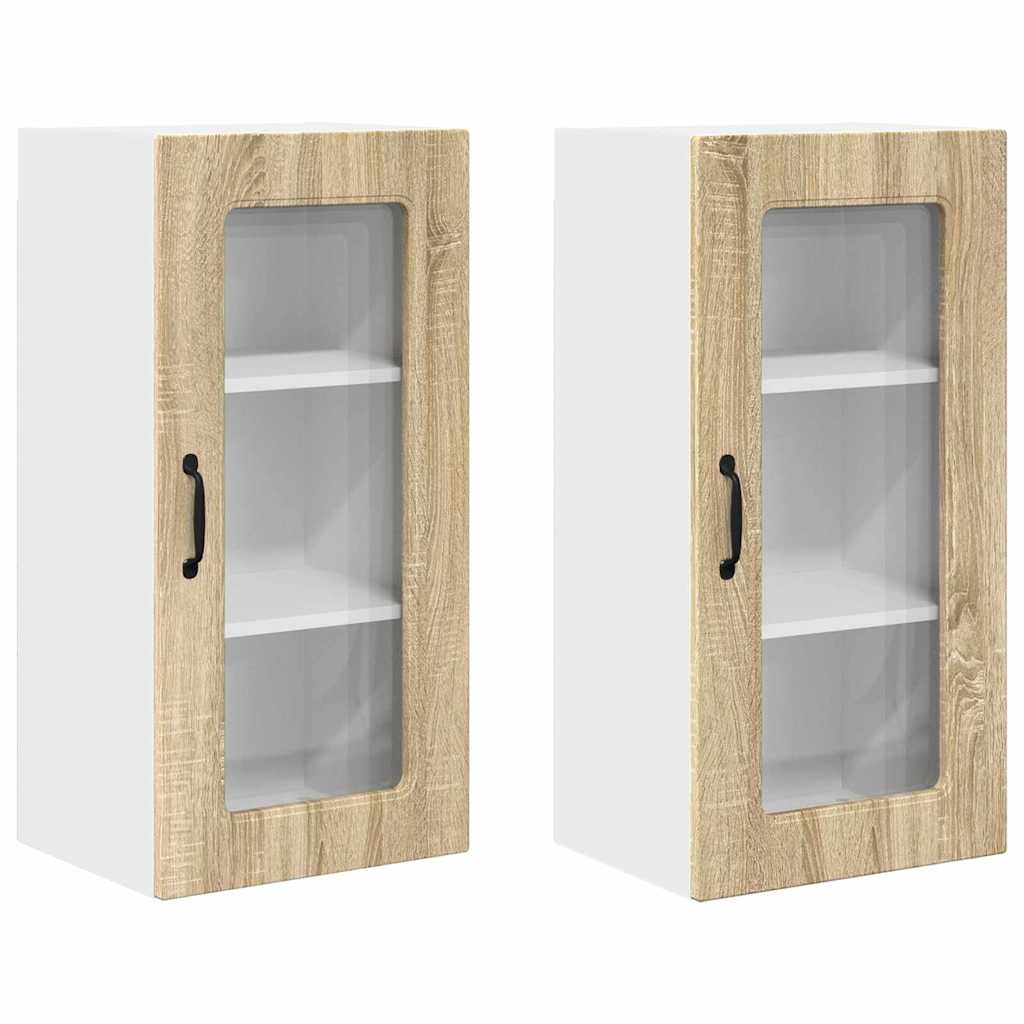 Køkkenskab 2 pcs Sonoma eg 40 x 31 x 80 cm Konstrueret træ