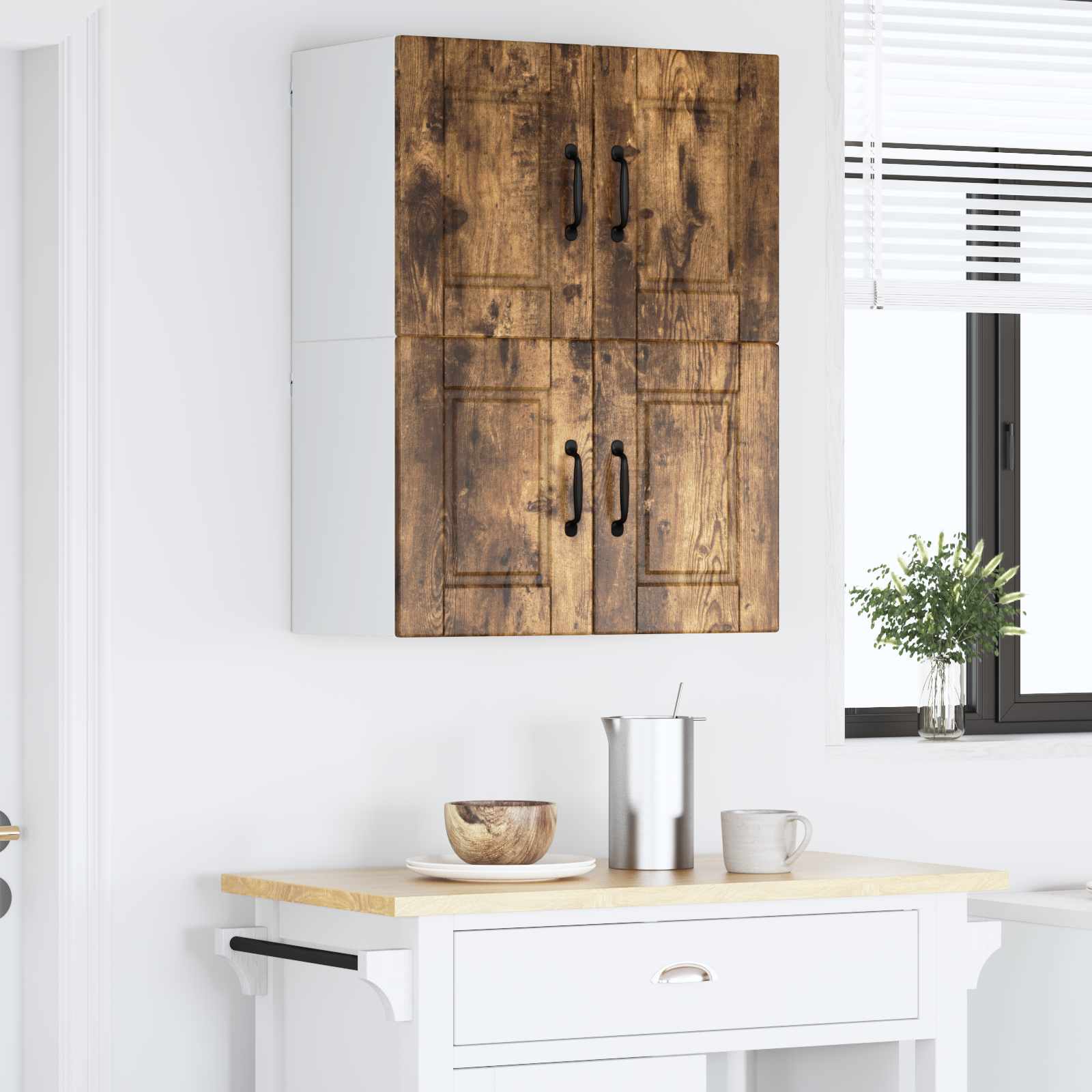 Køkkenskab 2 pcs Røget eg 60 x 31 x 40 cm Konstrueret træ