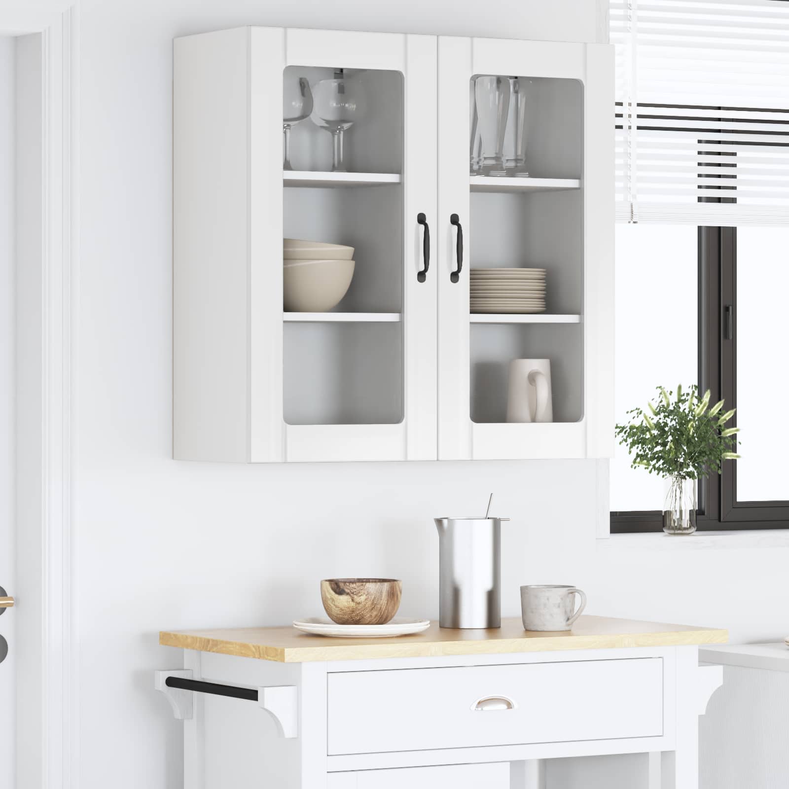 Køkkenskab 2 pcs Høj gloss hvid 40 x 31 x 80 cm Konstrueret træ