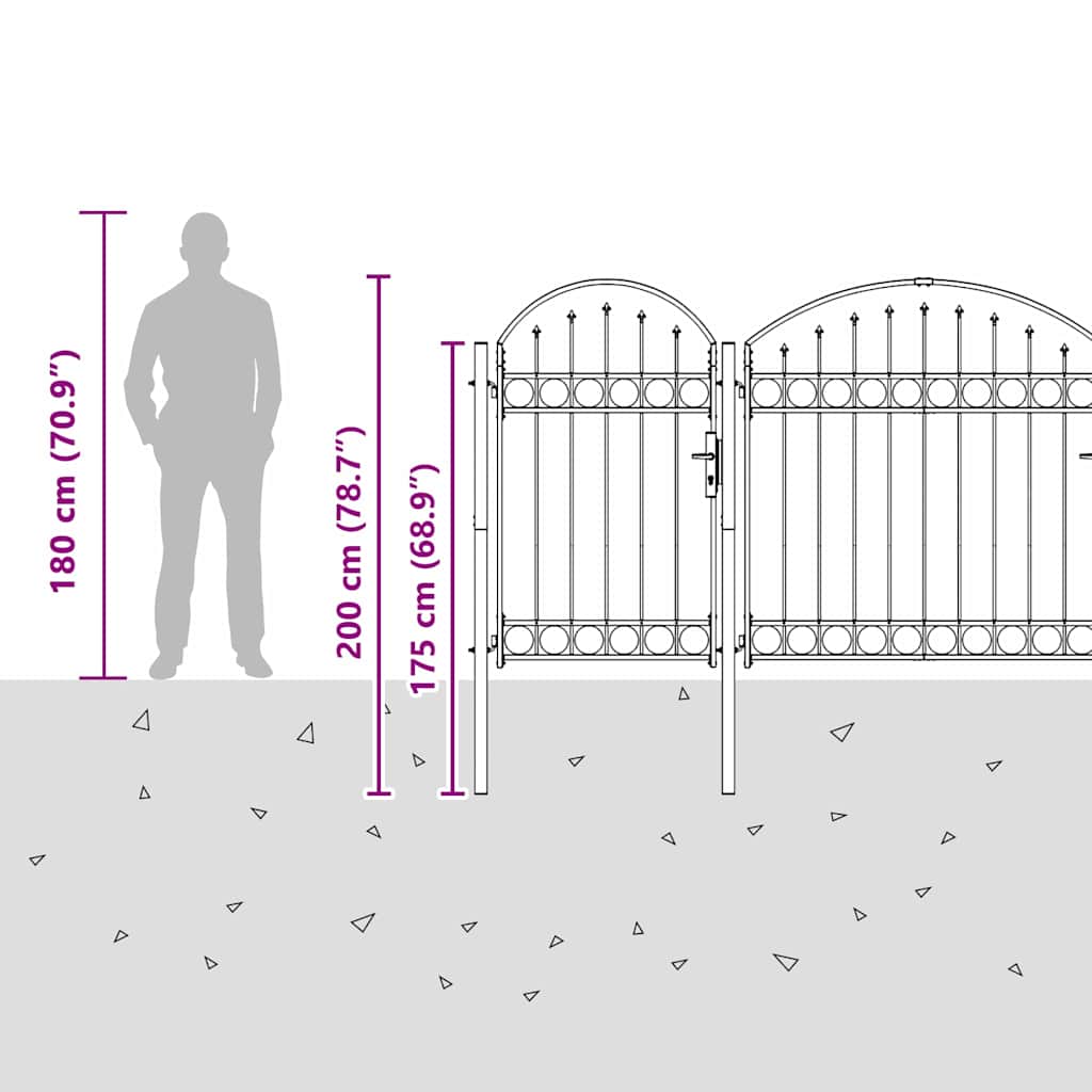 Hegnslåge med buet top Grå 400 x 100 cm Stål