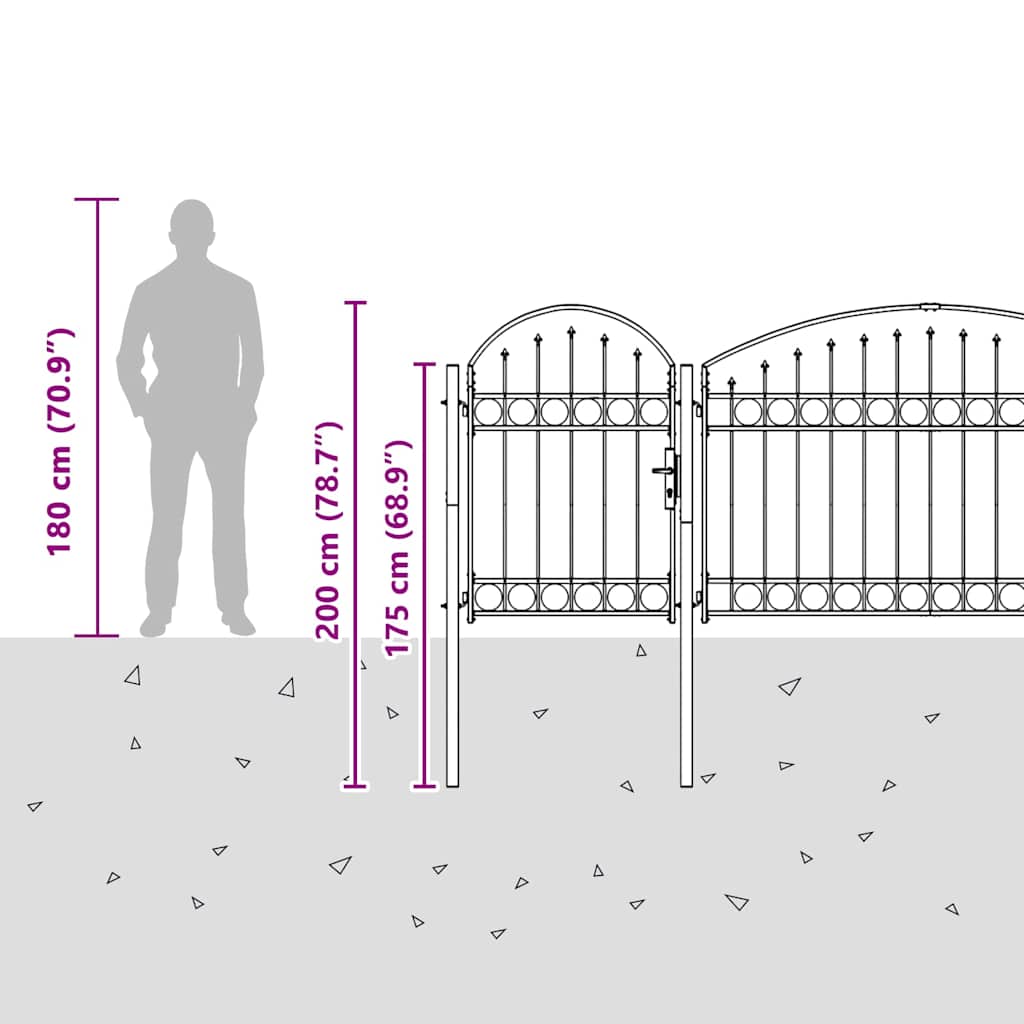 Hegnslåge med buet top Grå 500 x 100 cm Stål