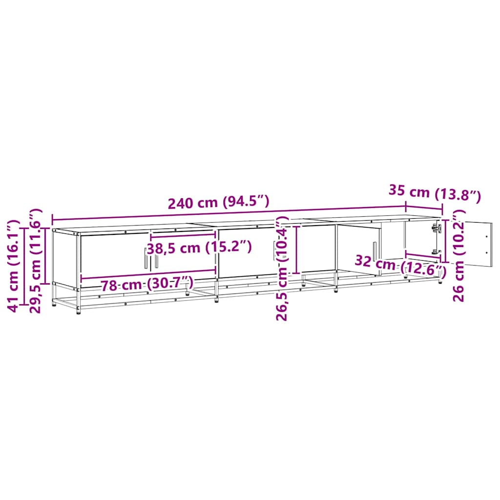 TV-skab Gammelt træ 240 x 35 x 41 cm Konstrueret træ