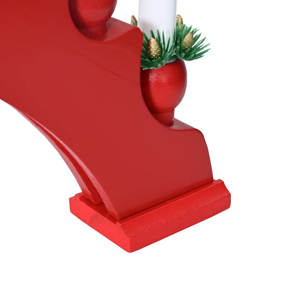 Julelys Bue med 10 LED Lys Rød 47 x 5 x 29 cm Massivt fyrretræ