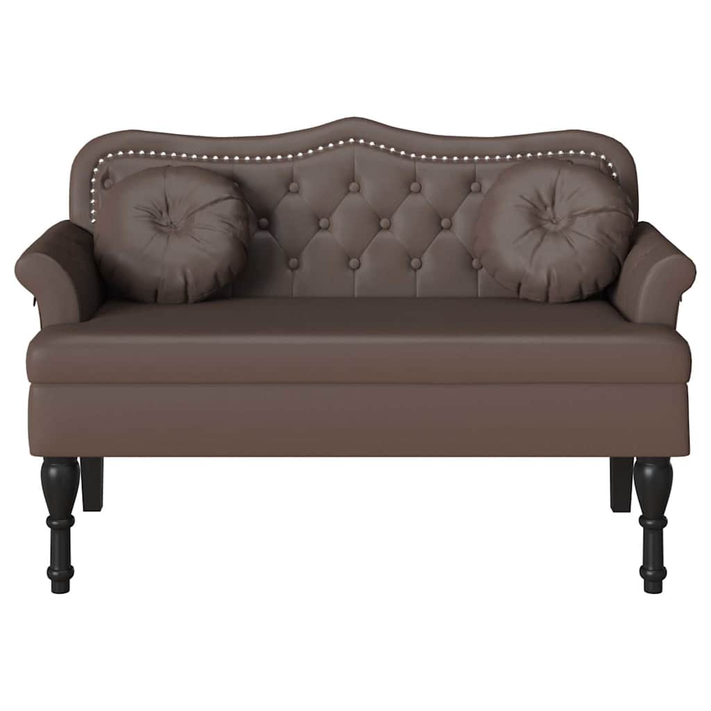 Chesterfield bænk med pude Brun 120.5 x 65 x 75 cm Faux læder