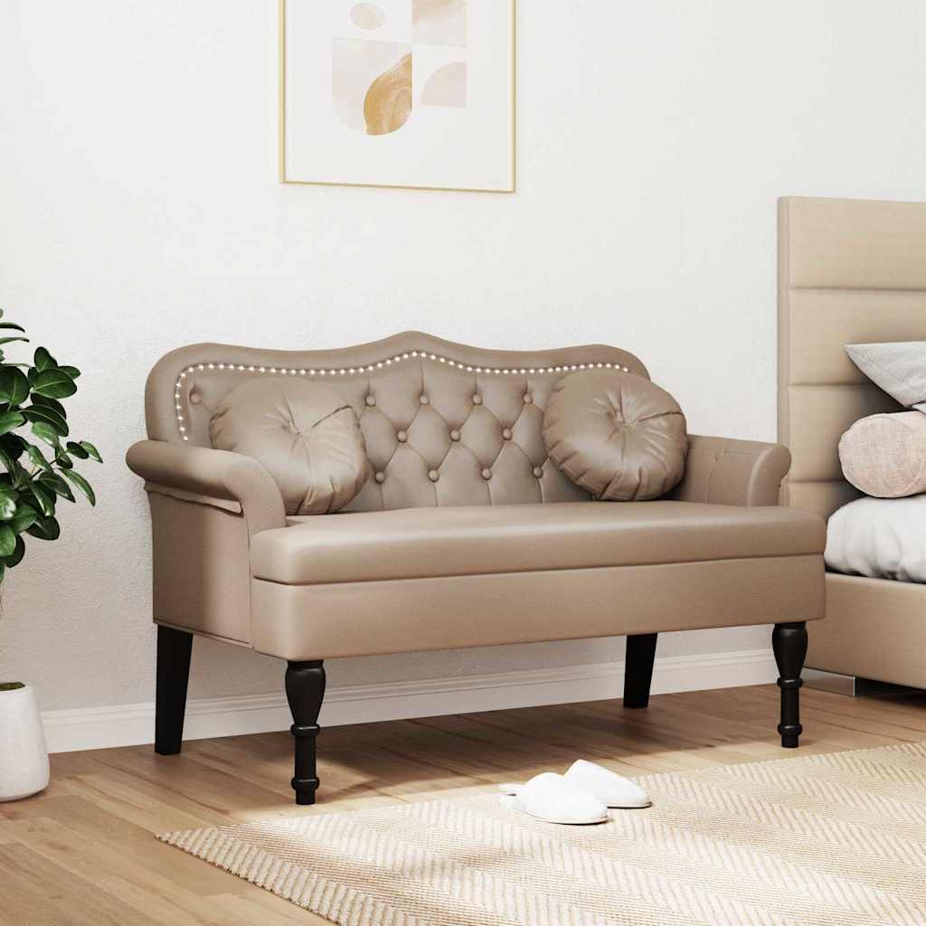 Chesterfield bænk Cappuccino 120.5 x 65 x 75 cm Faux læder