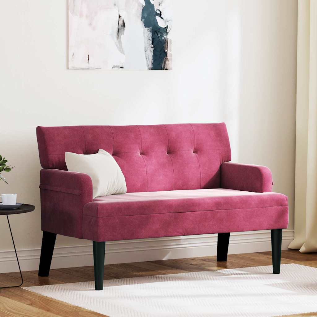 Chesterfield bænk Vinrød 112 x 65,5 x 75 cm Fløjl