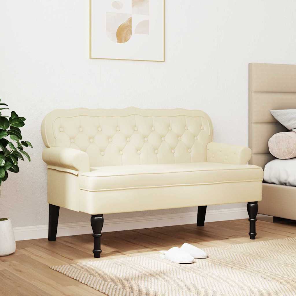 Chesterfield bænk Creme 119.5 x 64.5 x 75 cm Faux læder