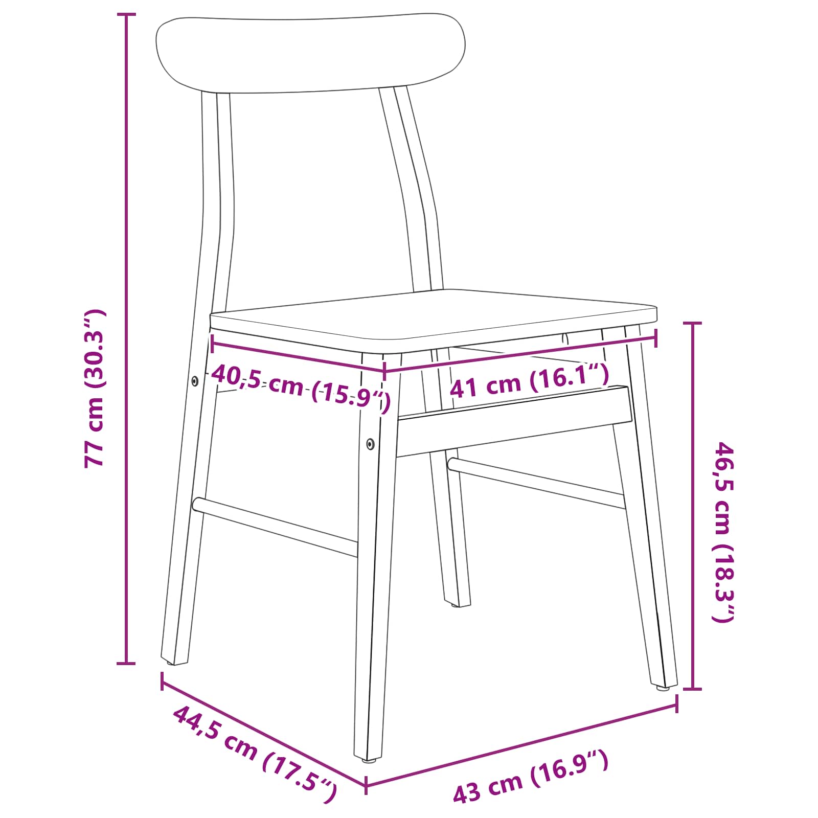 Spisestuestol 2 pcs Hvid og Naturlig Massiv Gummitræ