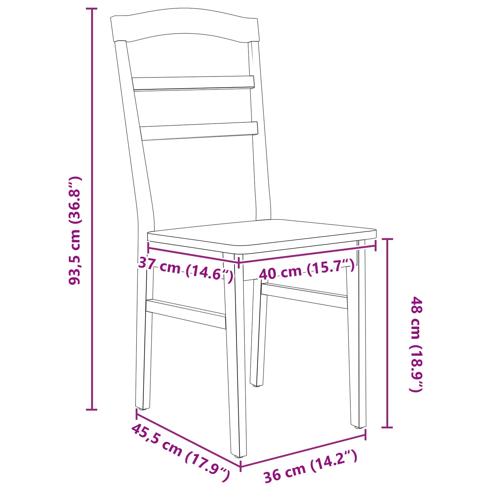 Spisestuestol 2 pcs Hvid og Naturlig Massiv Gummitræ