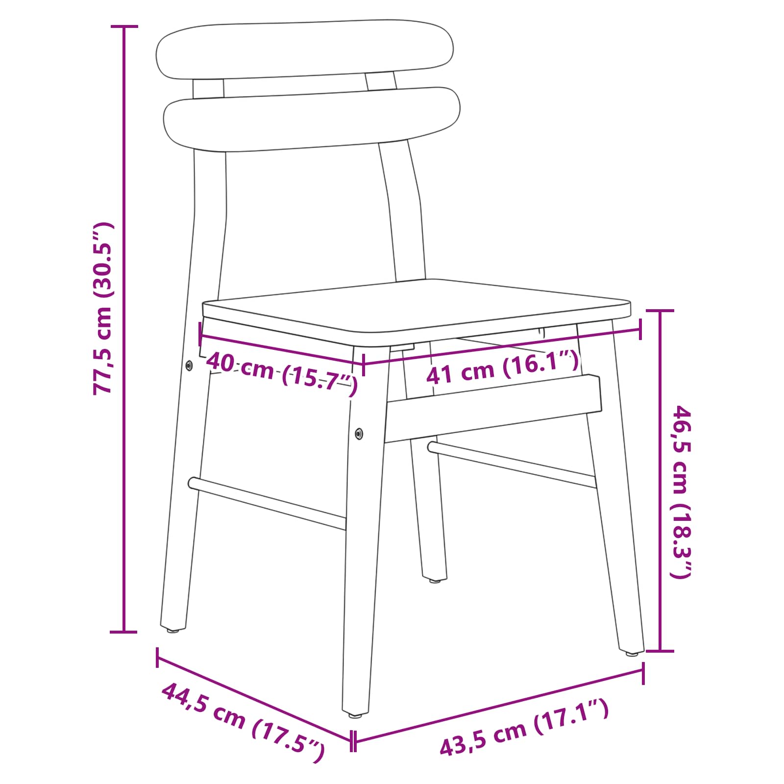 Spisestuestol 2 pcs Naturfarvet Massiv Gummitræ