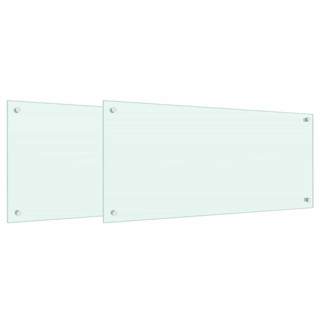 Køkken bagvæg 2 pcs Hvid 90 x 40 cm hærdet glas