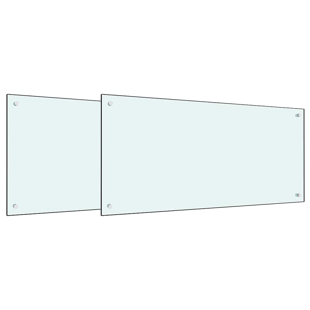 Køkken bagvæg 2 pcs Hvid 100 x 50 cm hærdet glas