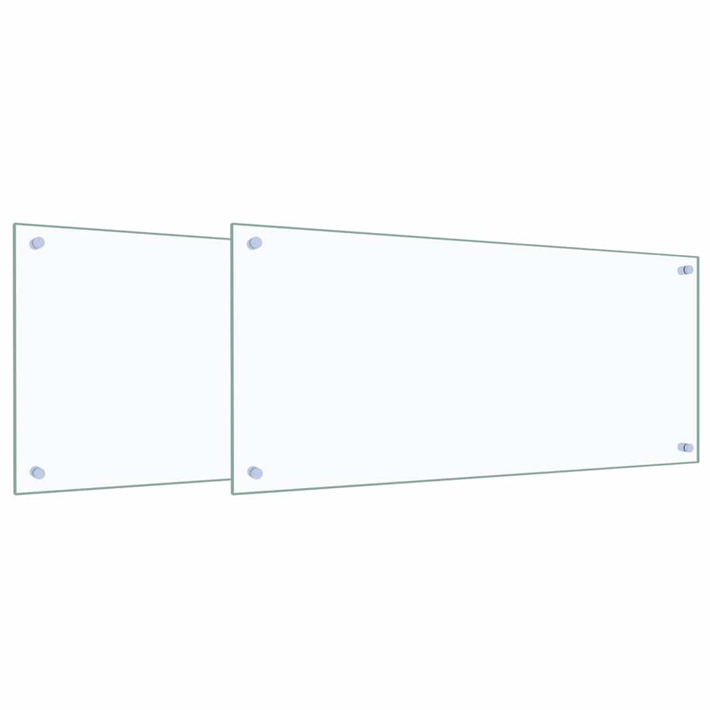 Køkken bagvæg 2 pcs Transparent 90 x 40 cm hærdet glas