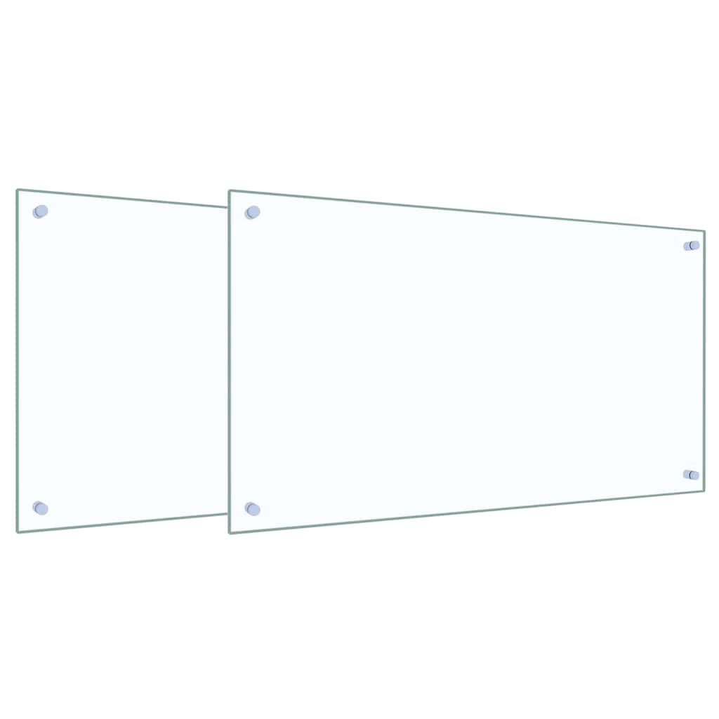 Køkken bagvæg 2 pcs Transparent 90 x 50 cm hærdet glas