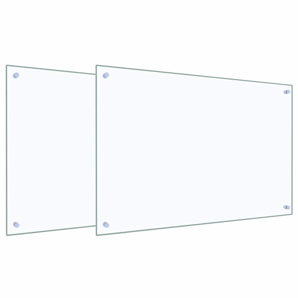 Køkken bagvæg 2 pcs Transparent 90 x 60 cm hærdet glas