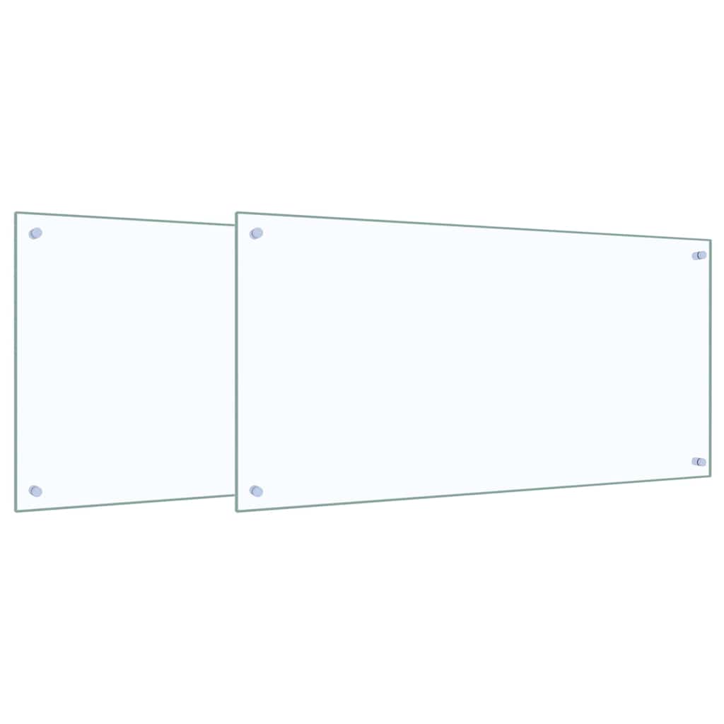 Køkken bagvæg 2 pcs Transparent 100 x 50 cm hærdet glas