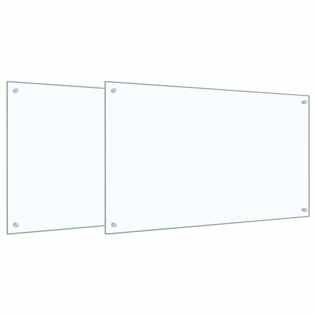 Køkken bagvæg 2 pcs Transparent 100 x 60 cm hærdet glas