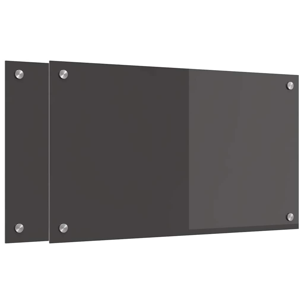 Køkken bagvæg 2 pcs Mørkegrå 70 x 40 cm hærdet glas