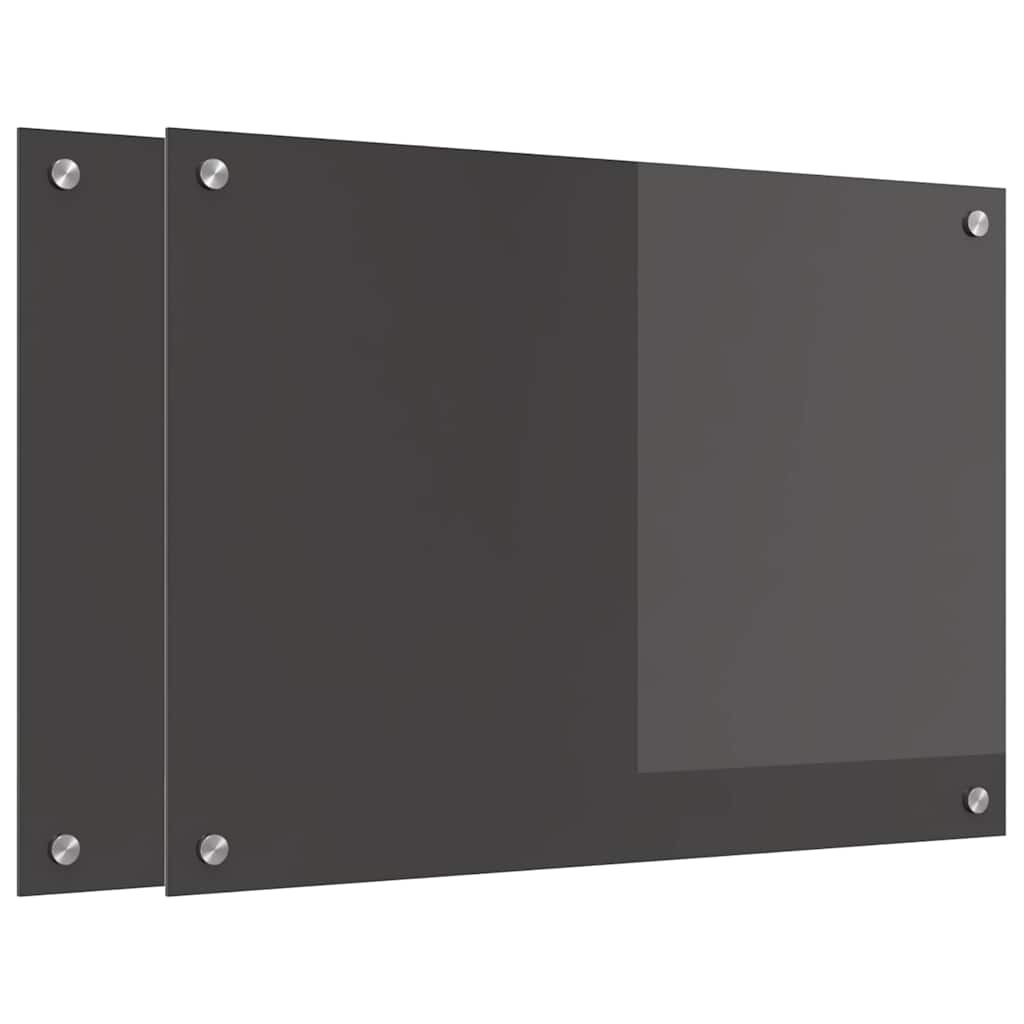Køkken bagvæg 2 pcs Mørkegrå 70 x 50 cm hærdet glas