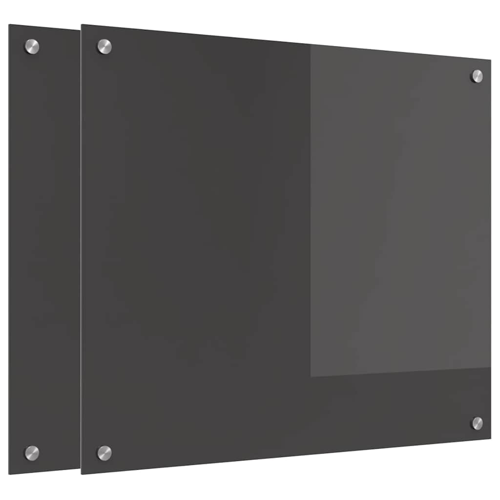 Køkken bagvæg 2 pcs Mørkegrå 70 x 60 cm hærdet glas