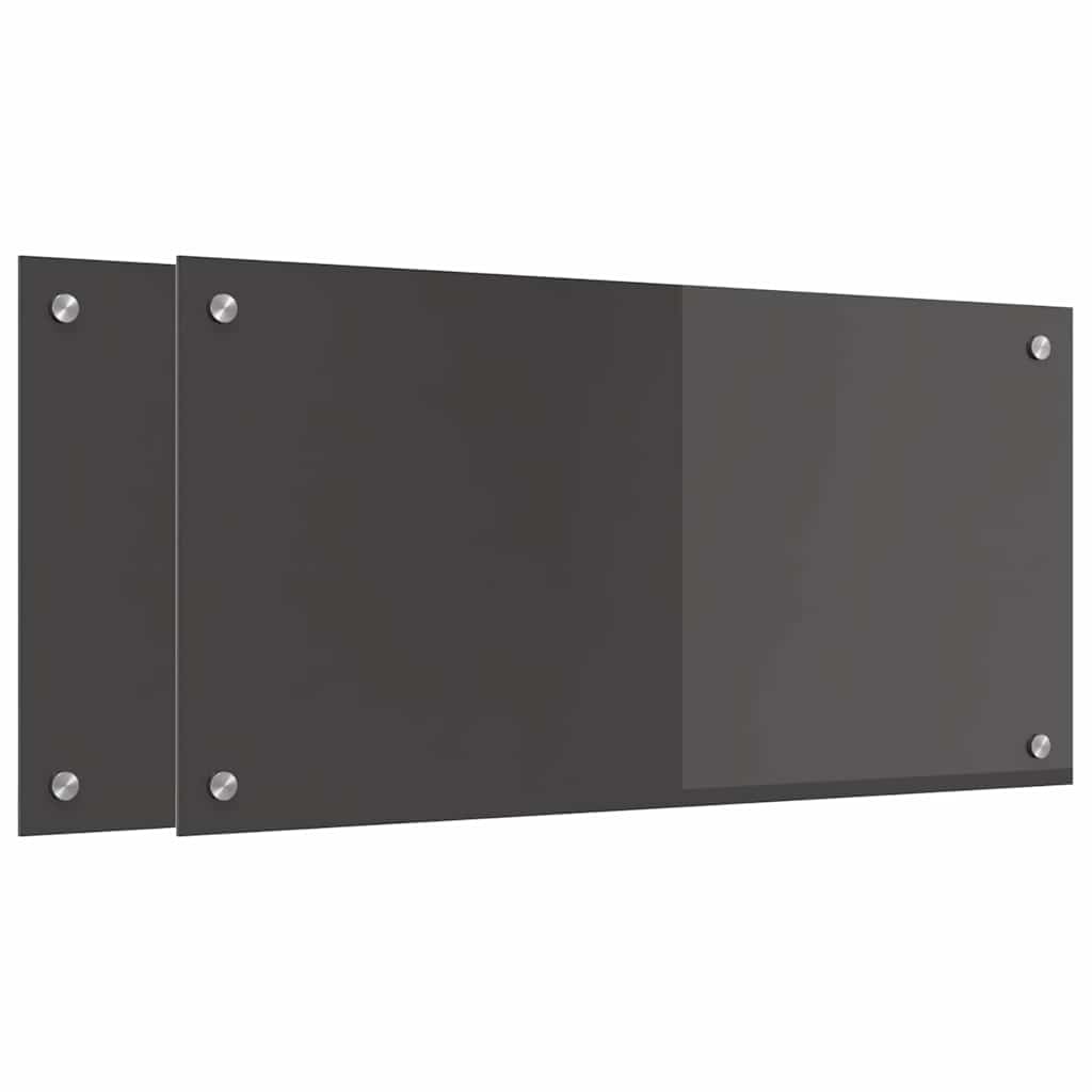 Køkken bagvæg 2 pcs Mørkegrå 80 x 40 cm hærdet glas