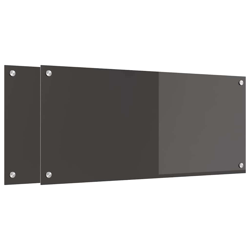 Køkken bagvæg 2 pcs Mørkegrå 90 x 40 cm hærdet glas