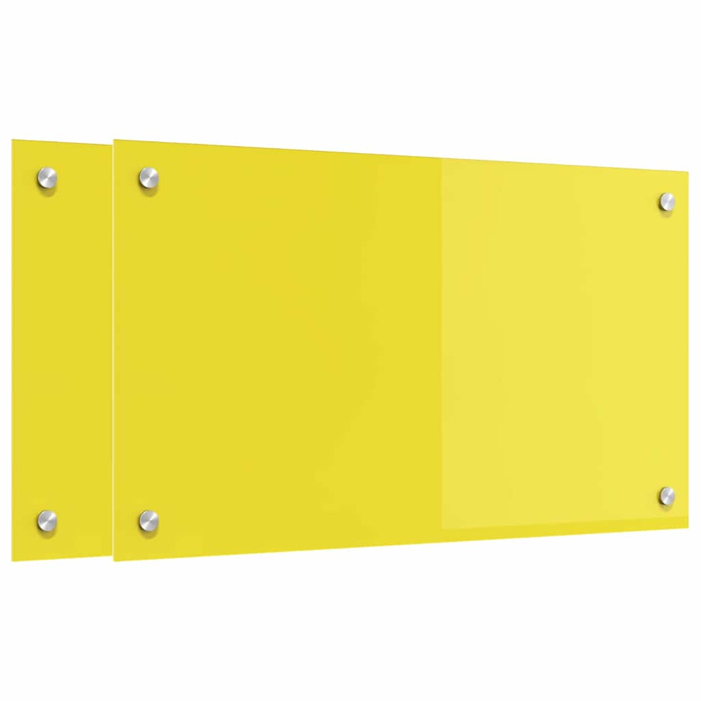 Køkken bagvæg 2 pcs Gul 70 x 40 cm hærdet glas