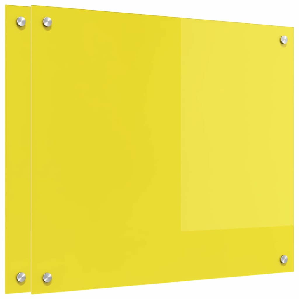 Køkken bagvæg 2 pcs Gul 70 x 60 cm hærdet glas