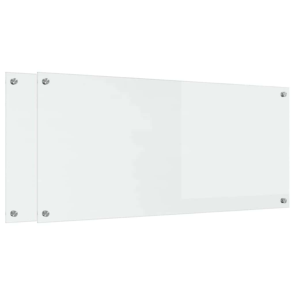 Køkken bagvæg 2 pcs Transparent 110 x 50 cm hærdet glas