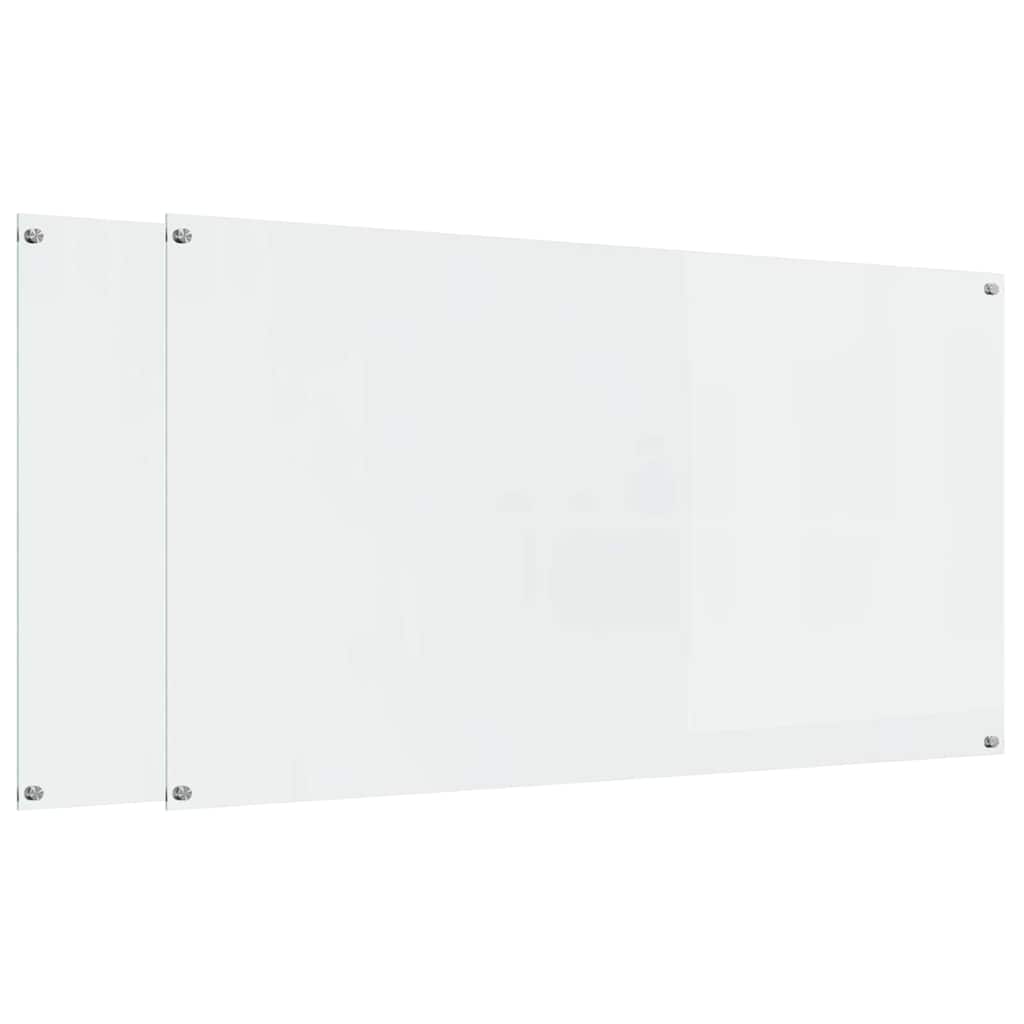 Køkken bagvæg 2 pcs Transparent 110 x 60 cm hærdet glas
