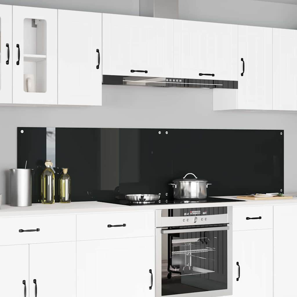 Køkken bagvæg 2 pcs Sort 110 x 50 cm hærdet glas
