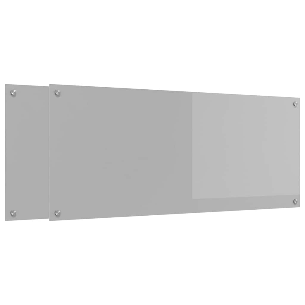 Køkken bagvæg 2 pcs Lysegrå 120 x 50 cm hærdet glas