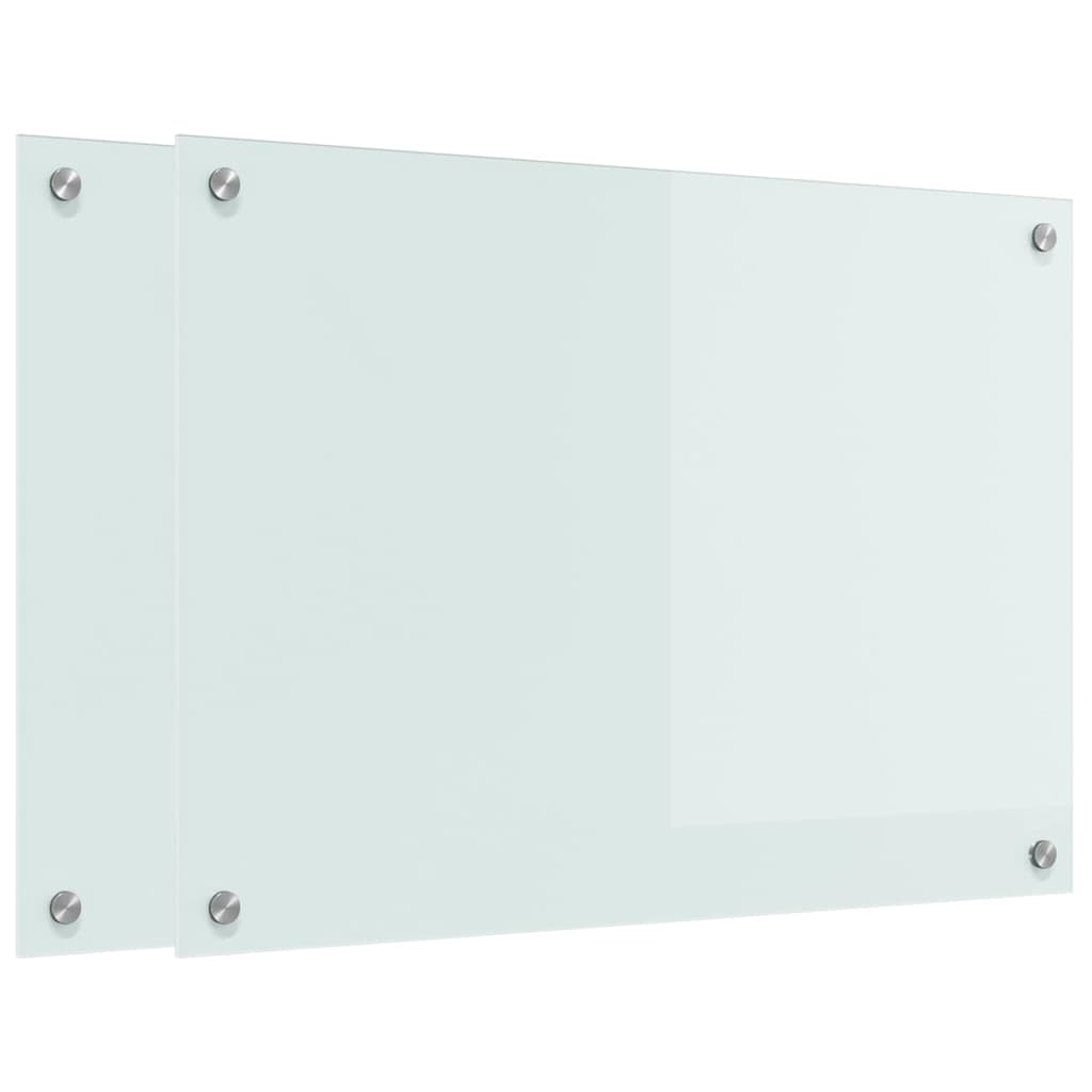 Køkken bagvæg 2 pcs Hvid 70 x 50 cm hærdet glas