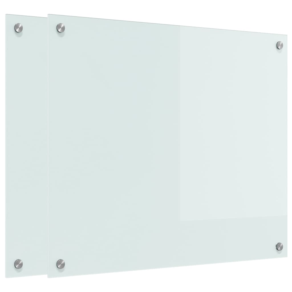 Køkken bagvæg 2 pcs Hvid 70 x 60 cm hærdet glas