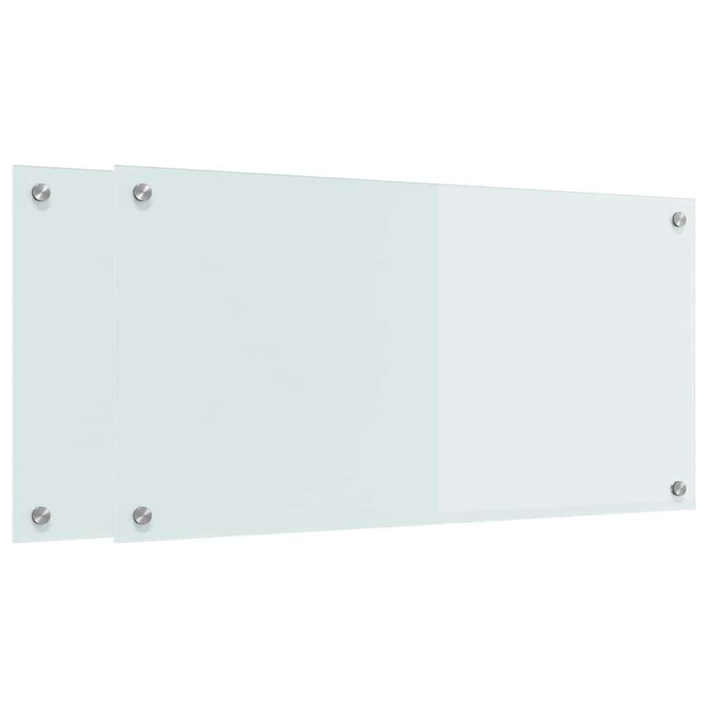 Køkken bagvæg 2 pcs Hvid 80 x 40 cm hærdet glas