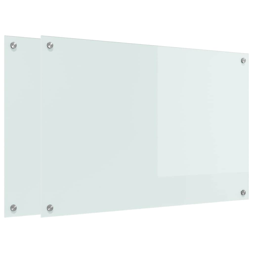 Køkken bagvæg 2 pcs Hvid 90 x 60 cm hærdet glas