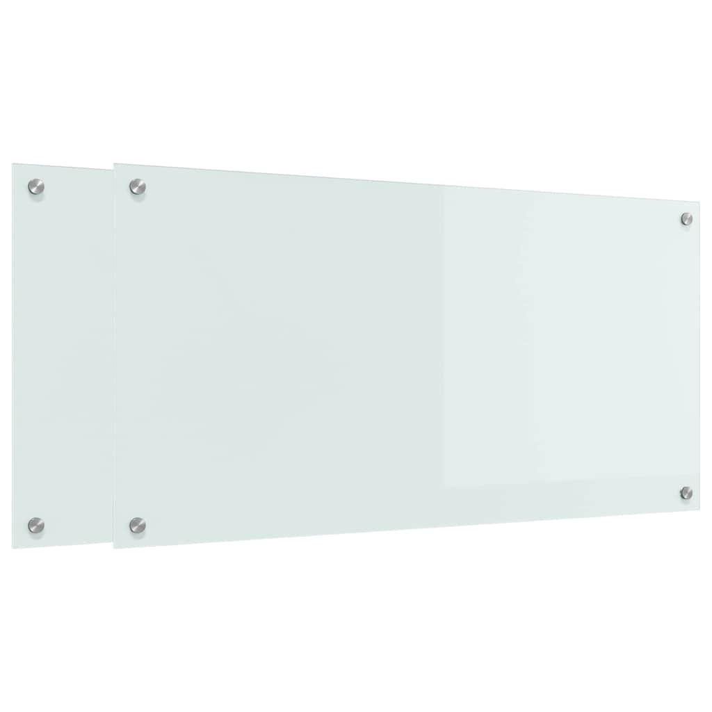 Køkken bagvæg 2 pcs Hvid 100 x 50 cm hærdet glas